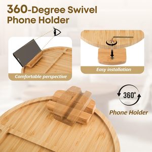 Plateau de table pliable en bambou personnalisé avec support de téléphone à 360°, antidérapant, design durable - Product Image 3