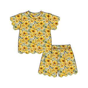 Conjunto de Ropa Infantil Personalizado, Informal, de Primavera/Otoño, con Estampado de Camuflaje Floral, de Algodón y Elastano, Transpirable, con Borde Festoneado - Product Image 4