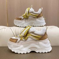 Baskets confortables de bonne qualité pour femmes Chaussures de marche tendance à lacets à semelle épaisse pour femmes