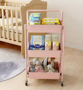 ポータブル金属トロリー家庭用床置きスナックオーガナイザーベッドルーム用ホイール付き子供部屋本棚 - Product Image 4