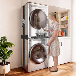 Kit de superposition manuel en acier inoxydable noir pour lave-linge et sèche-linge, plaque de tirage, haute qualité, installation facile - Product Image 2