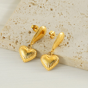 Zogxin Heart Pendant Earrings 18K Gold <b>Titanium</b> Steel <b>Stud</b> For Women Party Jewelry - Product Image 2