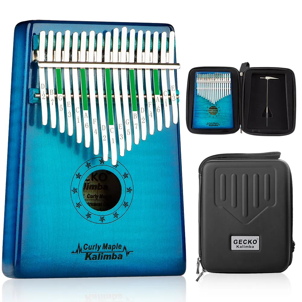 Gekko MC-BL Mini Professionele 17 Key Kalimba Duurzame Esdoorn Duim Piano Fabriek Levering Muziekinstrument Moq 2 Stuks