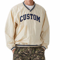 Sweat-shirt Homme Oversize Printemps en Nylon Imperméable Col V Côtelé Tissu Lourd Coupe-Vent Brodé – Grande Vente