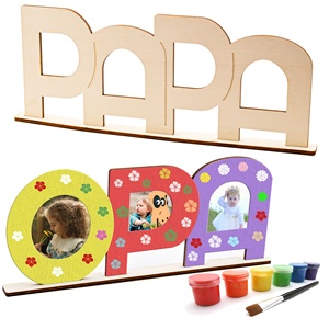 Marco de Fotos DIY para Niños OMA OPA MAMA PAPA, Marco de Fotos Familiar, Regalo del Día del Padre, Marco de Fotos de Madera con Alfabeto - Product Image 1