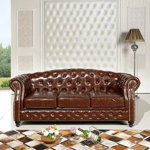 Classic vintage house hotel mobili chesterfield living room genuino divano in pelle set