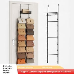 Over Door Wallet Organizer Wall Mounted 16 Hooks Metal <b>Basket</b> for Bag/Purse <b>Storage</b> Rack Modern Simplicity Style More 8 Layers - Product Image 5