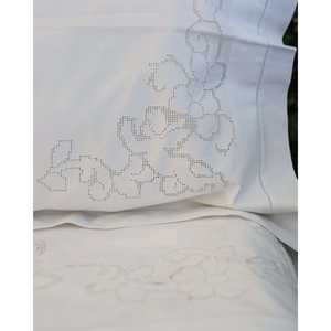 Mirellas 3pcs <b>Double</b> King <b>Bed</b> Sheet Set with Angels Embroidered Sicilian Thread Flat and Fitted Sheets Cotton <b>Bedding</b> - Product Image 5
