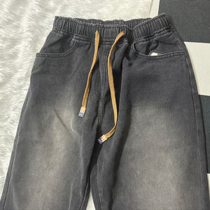 جينز رجالي بتصميم كلاسيكي مستقيم الساق متوسط الغسيل بخصر متوسط وبنطلون فضفاض بتدرج لوني على الطراز الأوروبي والأمريكي للربيع - Product Image 5