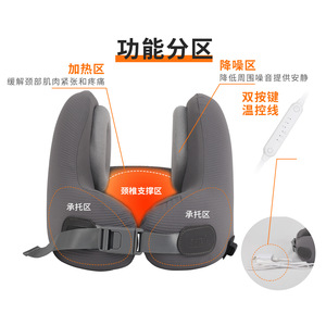 U-Shaped <b>Memory</b> Foam <b>Pillow</b> With Heating And Music For Neck Support Travel <b>Pillow</b> 22x20x21cm Adult Use - Product Image 4