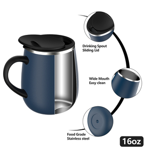 ANSHENG Großhandel 16oz Edelstahl Kaffeebecher Doppelwandiger Vakuumisolierter Becher mit Griff - Product Image 3
