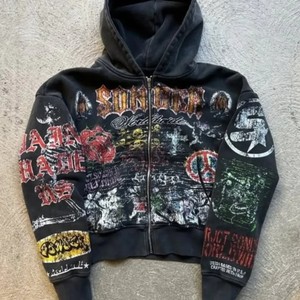 Heavyweight Streetwear Custom Dtg <b>Zipper</b> <b>Men</b> Streetwear Heavyweight 100% Cotton Graphic <b>Hoodie</b> - Product Image 2