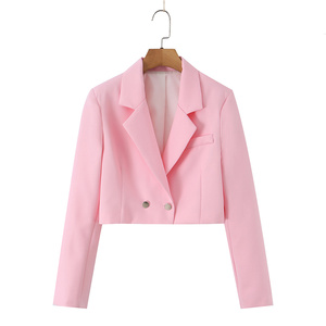 TAOP&ZA Nouvelle <span class=keywords><strong>Veste</strong></span> de Costume Courte Rembourrée à Double Boutonnage et Manches Longues pour Femme Été 2026 2796334 2793334 - Product Image 1