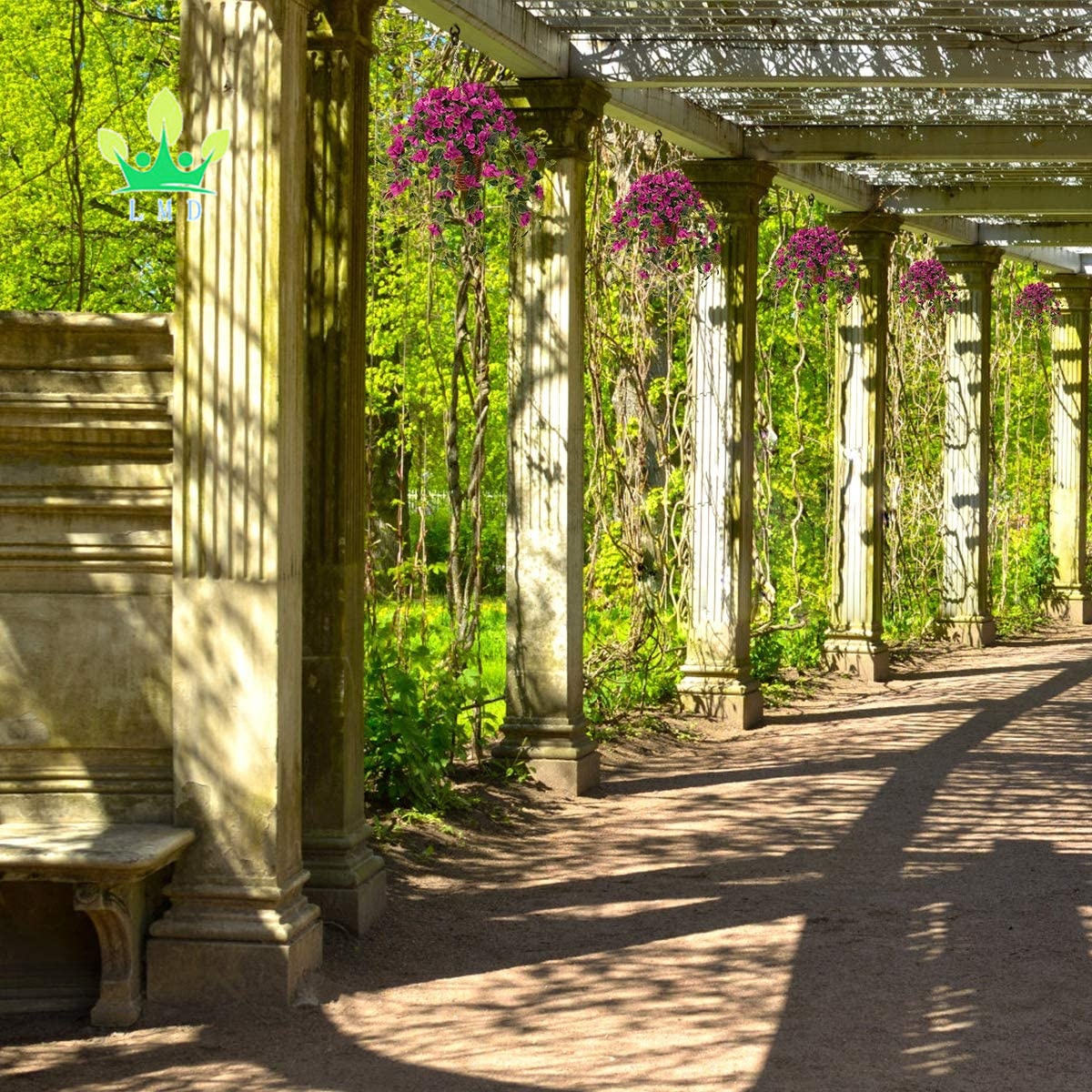 Cesto Fiori Artificiali Da Appendere Rosa | Con Fodera In Cocco, 5 Margherite In Seta, Resistente UV, Dimensioni 38x38x53 Cm, Per Balcone E Giardino
