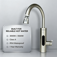 HAILIJING Robinet d'eau chaude instantanée en acier inoxydable 3000W 3500W avec affichage numérique et commande par poignée IPX4 pour cuisine et salle de bain