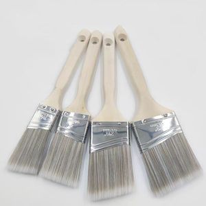 Pinceau d'angle industriel en acier inoxydable avec manche en bois, vente en gros d'usine, poils en polyester OEM pour finition artistique - Product Image 2
