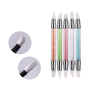 Pinceau de sculpture pour ongles en silicone à double embout, poils synthétiques, pour manucure et pointillage - Product Image 2