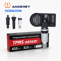 ANDEREY Nouveau capteur de pression des pneus programmable 315 MHz 433 MHz TPMS, remplacement universel pour 98% des modèles de véhicules, garantie 1 an