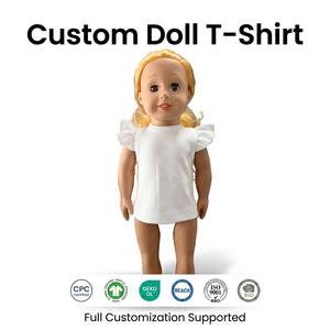 T-shirts personnalisés pour poupées de 18 pouces, vente en gros, tee-shirts en coton imprimés OEM pour fabricants de vêtements de poupées de 18 pouces - Product Image 1