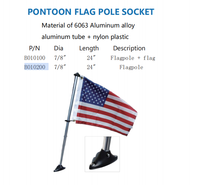 FOYO Support de mât de drapeau pour bateau ponton en aluminium et nylon, 24 pouces, pour décoration de yacht et ponton