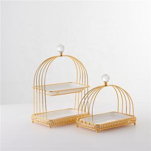 Plateau de présentation en céramique d'outils de gâteau de mariage d'or en métal 2 Tier 3 - Product Image 4