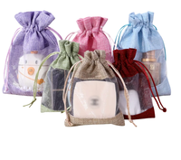 Sac à Cordon en Organza et Toile de Jute Transparente avec Fenêtre, 10x14 cm, pour Cadeaux de Mariage et Fête, Emballage de Bijoux, Vente en Gros