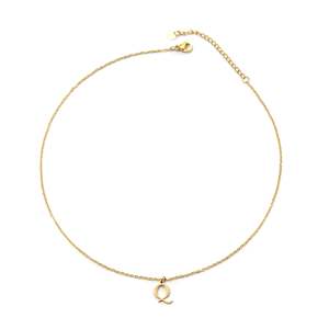 Collier pendentif en acier inoxydable 316L plaqué or PVD, charme initiale lettre Q, bijoux fins - Product Image 1