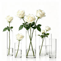 Vase en verre transparent à tube droit, support à fleurs, porte-bougie, centre de table, grand modèle transparent, pour décoration de table de mariage, banquet et salle à manger, en gros
