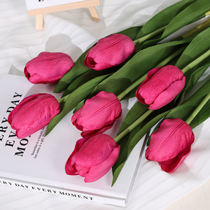Fleur artificielle en soie Ruilisi, tulipe rose et blanche, accessoires de décoration pour mariage et maison - Product Image 3