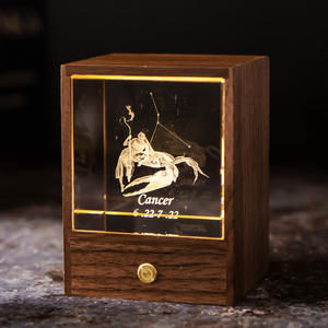 Luz de noche de <span class=keywords><strong>12</strong></span> Constelaciones personalizada creativa de madera maciza al por mayor con bola de cristal 3D artículo decorativo manualidad para regalo - Product Image 6