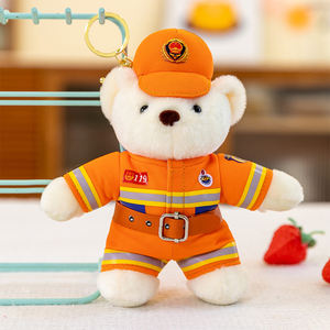 Juguete más vendido de peluche suave lindo Animal de peluche pequeño oso de peluche Oso de policía con uniforme juguete de <span class=keywords><strong>bombero</strong></span> de peluche barato - Product Image 1