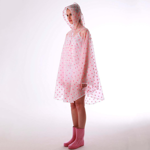 OEM Poncho de lluvia para <span class=keywords><strong>mujer</strong></span> Reutilizable EVA Impresión de <span class=keywords><strong>lunares</strong></span> Impermeable esmerilado Jersey Capa de lluvia con capucha con bolsillo - Product Image 5