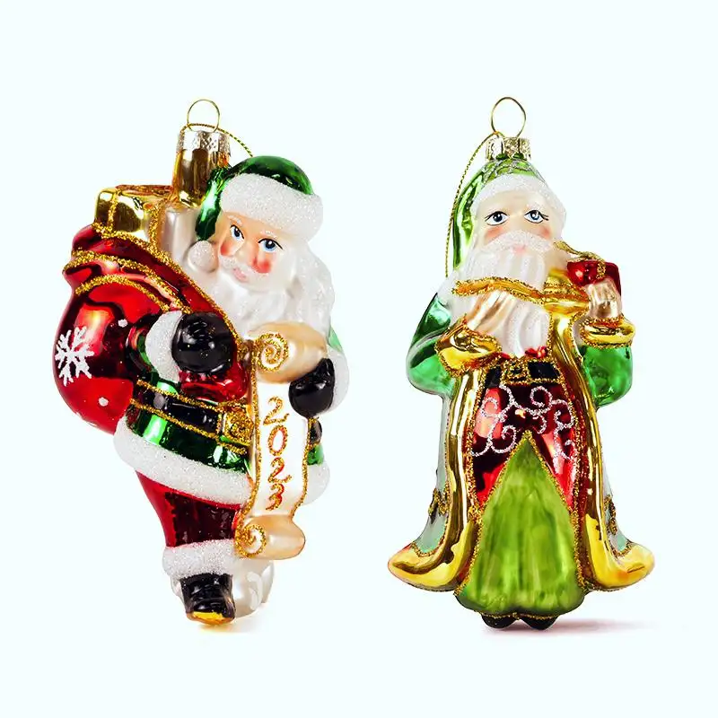 Ciondolo natalizio in vetro europeo realizzato a mano ornamento decorativo da appendere di babbo natale per decorazioni natalizie per l'albero di natale