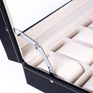 Wholesale Stock Black PU Leather <strong>Watch</strong> Box with Lock and Window Cheap Square <strong>Case</strong> 2/3/<strong>4</strong>/5/6/10/12/20/24 Slots for <strong>Watches</strong> - Product Image 3