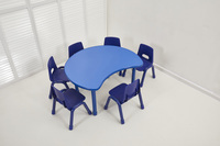 Ensemble table et chaise d'étude réglables en hauteur en plastique pour la maternelle, design incurvé, épaissi, sûr et écologique
