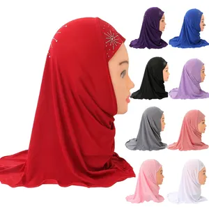 ฮิญาบผ้าโพลีเอสเตอร์ Amira สำหรับเด็กผู้หญิงอิสลาม,ฮิญาบสำหรับเด็กกำหนดเองได้