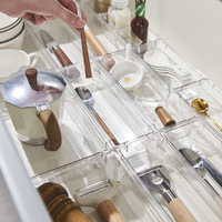 Organiseurs de tiroirs rectangulaires en plastique transparent, écologiques et multifonctionnels, bacs de rangement pour salle de bain, bacs de rangement pour commode