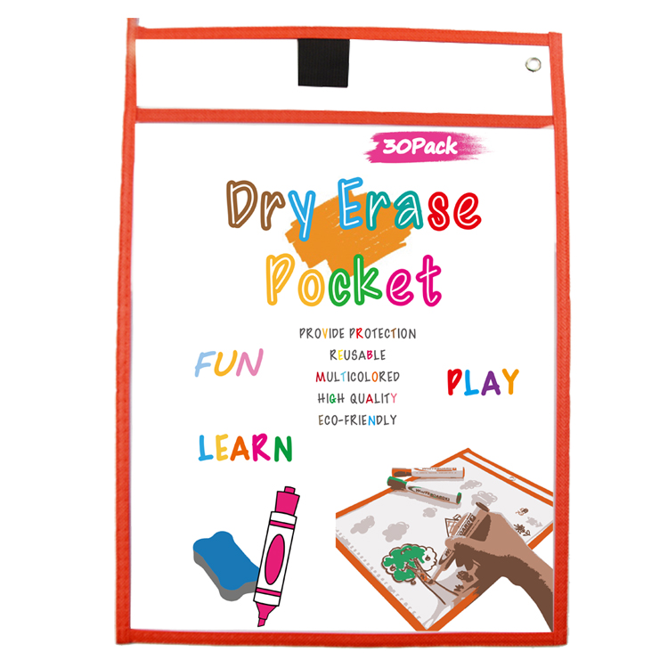 Заводская цена на заказ 9x12 дюймов сухие стираемые карманы рукава разные неоновые цвета Многоразовые сухие стираемые карманы