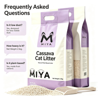 Litière pour chats écologique à base de plantes (cassava, soja, maïs) à agglomération rapide, faible en poussière, contrôle efficace des odeurs, hautement absorbante