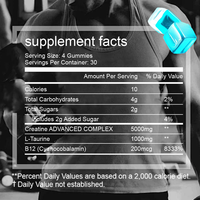 OEM Private Label Supplément pré-entraînement Pilules de croissance musculaire 5000mg Créatine Gummies Max Stregth Créatine Monohydrate Gummy