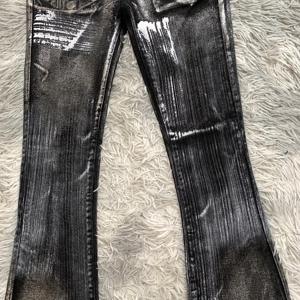 DENIMGUYS colori personalizzati in argento sventato Graffiti da uomo Vintage Y2k pantaloni in Denim stile Punk Hip Pop <span class=keywords><strong>Jeans</strong></span> svasati da uomo - Product Image 6