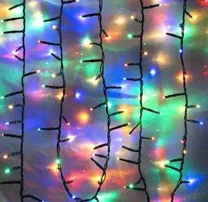 Outdoor Decorative lighting Low Voltage 51.88FT Length 250 Counts Multi Color LED Green PVC wire Connectable Decoration Light