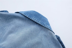 IHOOV extérieur Double boutonnage ceinturé Denim manteau long manteau automne vêtements femmes dames denim longue veste - Product Image 6