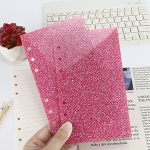 A6 Glitter Acrylic <strong>Notebook</strong> Hard Plastic 6-Ring Binder Sheet Clear Plastic <strong>Blank</strong> <strong>Notebook</strong> Dividers Budgeting Binder Cover - Product Image 4