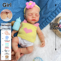 Poupée Reborn miniature artificielle de 30 cm avec sucette, corps entièrement en silicone, bébé réaliste fille/garçon, cadeau, jouet pour nouveau-né