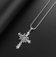 Classique rétro à la mode Rose pendentif croix collier Figaro chaîne Europe amérique unisexe Hip Hop accessoires de fête de mariage en acier inoxydable