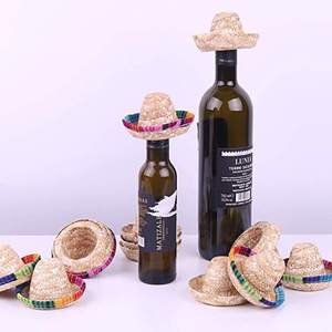 Chapeau miniature petit chapeau de paille mexicain chapeau de paille pour animaux de compagnie accessoires de poupée fournitures pour animaux de compagnie <span class=keywords><strong>bouchon</strong></span> de bouteille de vin - Product Image 2