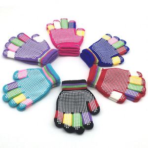 Guantes de Punto Cálidos para Niños, Coloridos, para Deportes al Aire Libre, Esquí, Antideslizantes, con Estampado de Partículas de Puntos, Venta al por Mayor - Product Image 1