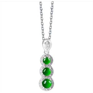 Pendentif en jadéite verte naturelle, argent S925, incrustation émeraude, accessoires de mode pour femmes, bijoux, certificat d'évaluation D780 - Product Image 1