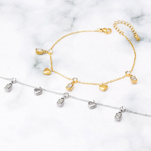 <span class=keywords><strong>In</strong></span> stock! 2023 Summer Beach Jewelry cavigliera cavigliere con ciondolo <span class=keywords><strong>in</strong></span> zircone a cuore <span class=keywords><strong>in</strong></span> acciaio inossidabile placcato oro 18 carati per le donne - Product Image 4